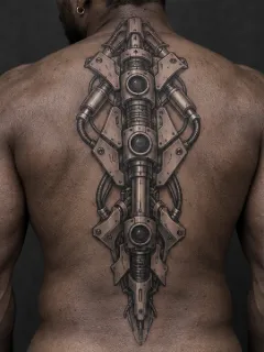Biomechanical spinal column mechanical parts back tattoo