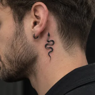 Small minimalist blackwork snake neck tattoo