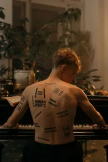 Multiple typography and quote back tattoo