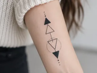 Geometric triangle and circle fine line arm tattoo